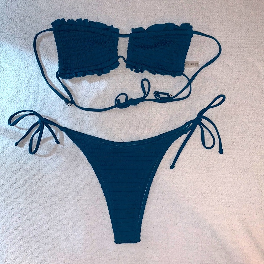 Teal Ruffled Bikini